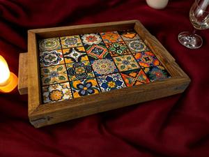 Bandeja de Madera con Diseño Bohemio y Estampado Étnico para Decoración del Hogar Estilo Boho, Bandeja de Servicio al por Mayor - Product Image 5