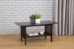 Mesa de Centro Rectangular de Madera Marrón con Estante de Almacenamiento para Sala de Estar, Apartamento u Hotel - Product Image 5