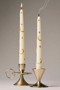 Juego de 2 soportes para velas de latón con diseño de lazo para decoración navideña de mesa, temática de follaje tradicional hecha a mano - Product Image 2