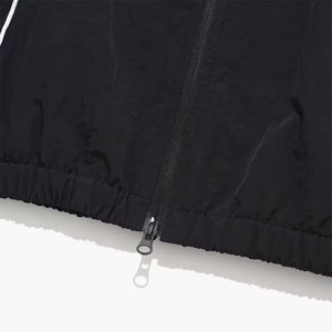 Custom Sports <b>Running</b> Waterproof <b>Jacket</b> Stand Zipper Print Reflective Piping <b>Men</b> Black Crinkle Polyester/Spandex Windbreaker - Product Image 4