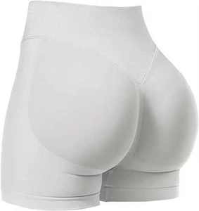Shorts Deportivos de Punto Transpirables de Cintura Alta para Mujer, Color Sólido, Corte Regular, Cintura Elástica, Estilo Deportivo - Product Image 3
