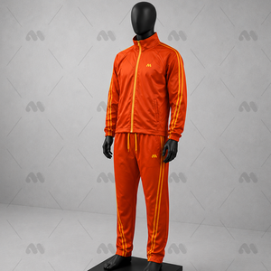 Ensemble de survêtement orange pour hommes, personnalisable avec logo, 2 pièces, pour sport, gym et fitness, vente en gros - Product Image 2