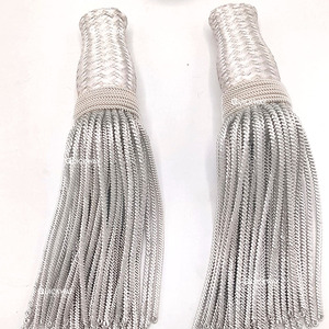 French Style <b>Silver</b> Metallic Tassels Pair Decorative <b>Wire</b> Fringe for Ceremonial Style Accessories - Product Image 4