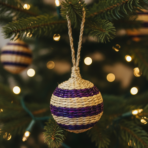 Boule de jonc de mer en fibres naturelles, décoration de Noël suspendue, ornement écologique pour arbre et espace festif, fabricant Kingcraftviet - Product Image 2