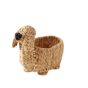 <b>Small</b> Cute Dog Shaped Water Hyacinth <b>Basket</b> Woven Decorative Toy <b>Storage</b> Bin Kids Puppy Blanket Clothes Hamper - Product Image 1