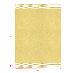 Solid Yellow Cotton Throw <b>Blanket</b> With Tassels Design Morden Cotton Throw for Home Decor All Season Use. - Product Image 5