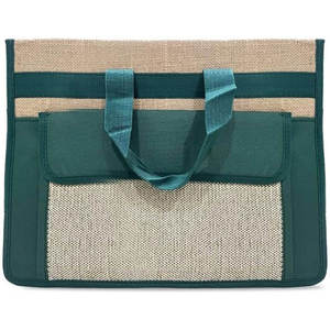 Sac pour ordinateur portable réutilisable en jute naturel avec poche avant, sac de transport pour ordinateur portable durable, sac messager - Product Image 4