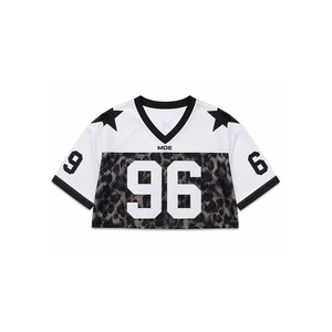 Maillot de football américain court pour femme, style Y2K, imprimé léopard, maille, logo personnalisé, vente en gros, streetwear, mode estivale - Product Image 2