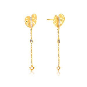 OEM ODM Tree of Life 14K Yellow Gold Plated <b>Dangle</b> <b>Earrings</b> | Trendy Lab Grown Round <b>Diamond</b> Jewelry for Women Wholesale - Product Image 2