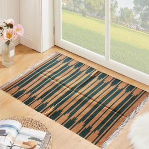 Boho Chic alfombras de área de algodón hechas a mano coloridas y duraderas para iluminar las salas de estar Set 081 - Product Image 1