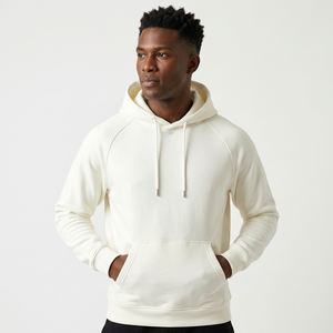 Sweat-shirt à capuche unisexe blanc à manches longues, couleur unie, décontracté, en coton respirant, poids moyen, pour l'automne - Product Image 4