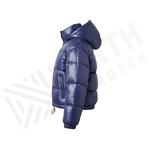 Hooded Quilted Jacket Women's Winter Windproof Short Full Sleeve Polyester Filling Solid Color <b>Bubble</b> Coat - Product Image 3