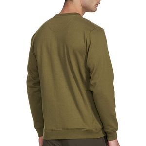 Sweat-shirt à col rond pour homme, vert olive, coupe classique, tricoté, style décontracté, couleur unie, manches longues - Product Image 2
