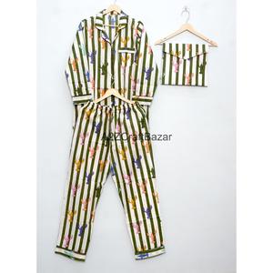 Conjunto de Pijama de Dos Piezas para Mujer, Manga Larga, Estampado Floral, Algodón, Tejido de Punto Transpirable y Cómodo, Cintura Elástica - Product Image 3