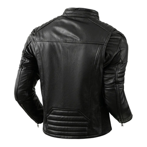 100% High Quality Comfortable Breathable <b>Men</b> Black Cow Leather <b>Jacket</b> Winter Warm Long Sleeve Stand Collar Streetwear <b>Sherpa</b> - Product Image 4