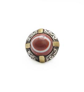 Anillo Tribal Afgano Tradicional Cuadrado con Pátina Plateada Intensa, Grabados Florales Intrincados y Colgante en Miniatura - Product Image 6