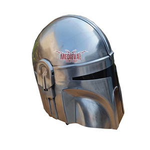 Handmade Mandalorian Helmet Mild Steel <b>Head</b> Armor Silver Finish Reenactment Historical Halloween Fashion New Year Party - Product Image 4