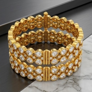 Luxury 925 Silver Monzo Bangles Crystal Stone Designer <b>Kada</b> Bracelet Set for Women Wedding Party Jewelry - Product Image 2