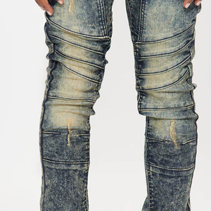 กางเกงยีนส์ทรงตรงสไตล์ลำลองสำหรับเด็กผู้ชาย ผลิตจากผ้าฝ้ายผสมเนื้อนุ่ม สำหรับการสั่งซื้อจำนวนมาก / ดีไซน์คุณภาพสูงพร้อมห่วงร้อยเชือก - Product Image 2