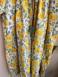 เดรสยาวโบฮีเมียนลายดอกไม้ ผ้าฝ้ายพิมพ์ลายด้วยมือ แขนยาว คอทรงโอ เดรสยาวพิมพ์ลายดอกไม้สำหรับผู้หญิง - Product Image 5