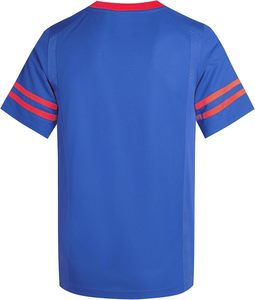 Camiseta Deportiva Azul con Cuello en V y Manga Corta con Rayas Rojas, Camiseta Informal de Poliéster de Secado Rápido para Verano - Product Image 2