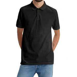 Polo à manches courtes pour homme, couleur unie, tissu en coton décontracté, respirant, coupe classique, design boutonné - Product Image 2