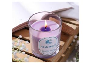 Ocean Breeze Coastal Glow Christmas Scented Candle Handmade Eco-Friendly Modern Style with Premium <b>Paraffin</b> Wax Clear Glass Jar - Product Image 1