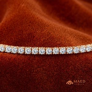 สร้อยข้อมือเทนนิสโมอิสซาไนต์ทรงกลมชุบทองคำสีกุหลาบสำหรับผู้หญิง ดีไซน์สไตล์เครื่องประดับหรูหราทันสมัยแบบซานฟรานซิสโก - Product Image 2