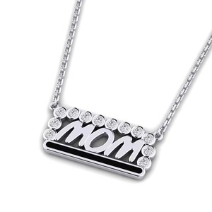 Colgante MOM con Diamante Redondo en Engaste de Puntas, Plata 925, Moissanita, Joyería Clásica para Mujer, Regalo - Product Image 3