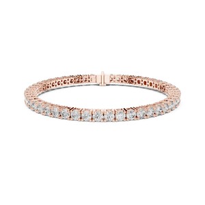 Pulsera de Diamantes Cultivados en Laboratorio, Corte Brillante de 6.37 CT, Cuatro Puntas, 7 Pulgadas, Chapada en Oro de 18K/14K/10K/925, Plata, para Mujer, Boda - Product Image 5