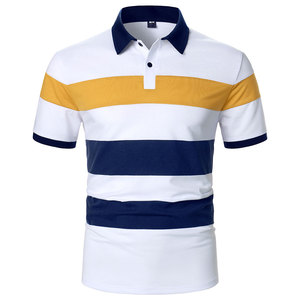 Camiseta de Manga Corta para Hombre, Tejido Sólido, Corte Regular, Cuello Redondo, Casual, Ecológica, Transpirable, Mezcla de Poliéster/Algodón, Blanca, Azul Marino, Amarilla - Product Image 1
