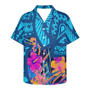 เสื้อฮาวายชาย แขนสั้น ลายพิมพ์ลำลอง สำหรับฤดูร้อน คอปกพับได้ ระบายอากาศได้ดี ผลิตจากผ้าสแปนเด็กซ์/โพลีเอสเตอร์ ป๊อปลิน - Product Image 4