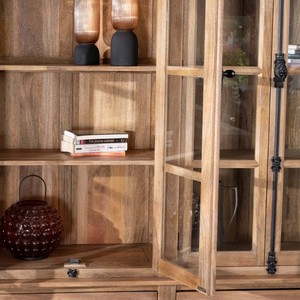 Vandana Autumn Grain Solid mango wood <b>sideboard</b>, 170 cm, with glass doors and drawers, Santa - Product Image 6