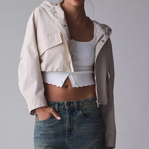 2026 Nylon Women Stand Collar Knitted Breathable Waterproof <b>Lightweight</b> Color Block Windbreaker <b>Jacket</b> 100% Polyester 2026 - Product Image 3