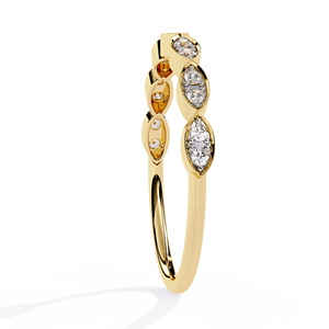 Bague d'éternité en or massif 18 carats avec diamants naturels pour femme, sertie clos minimaliste, diamants ronds et bande de mariage inspirée de la taille marquise, Inde - Product Image 4