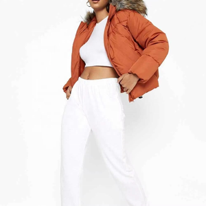 แจ็คเก็ตขนเป็ดสำหรับผู้หญิงแจ็คเก็ตบอมเบอร์มีฮู้ดสำหรับผู้หญิงแจ็คเก็ตบอมเบอร์มีซิปสีทึบสวมใส่ได้ทุกวัน - Product Image 1