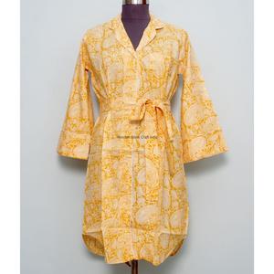 Comfortable 100% Cotton V-neck Short Sleeve Long Kimono floral Print Women Lightweight Breathable Fabric Spring Summer Winter - Product Image 1