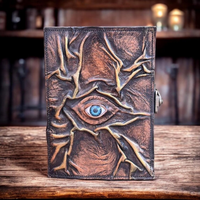 Carnet en cuir Evil Eye, Grimoire vintage Livre des Ombres, Livre de sorts gothique, Carnet de sorcellerie inspiré de Hocus Pocus
