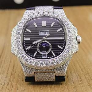 Montre Classique Personnalisée pour Homme, Montre Sertie de Diamants de Laboratoire, Bijoux Hip Hop Incrustés de Diamants, Meilleure Qualité, Prix de Gros - Product Image 6