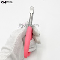 Pince à extensions capillaires professionnelle RMI en acier inoxydable avec embout argenté et poignée rose pâle – Outil micro-pinces durable