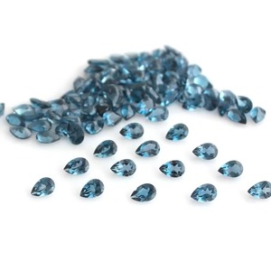 Topacio Azul Londres Natural, Corte Pera, Piedra Suelta, Precio al por Mayor, 4MM 6MM, Topacio Calibrado y Facetado para Joyería - Product Image 3