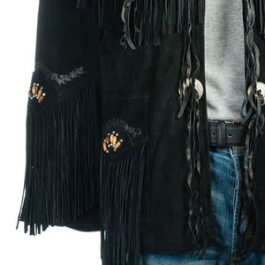 Genuine <b>Suede</b> Leather <b>Men's</b> Fringe Winter <b>Jacket</b> Premium Craftsmanship Plain Dyed Finish Multiple Sizes Custom Logo OEM Factory - Product Image 5