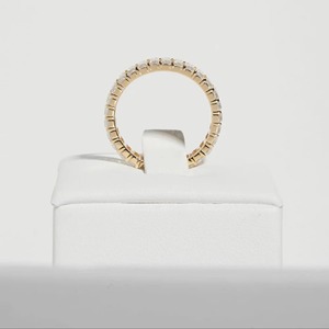 Bague de mariage en or jaune massif 14 carats, 4,06 TCW, 29 pierres, clarté VS+, certifiée IGI, cultivées en laboratoire, sertie de griffes, 4 mm, droite, pour empilage - Product Image 3