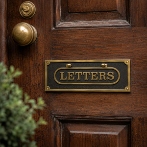 Plaque de porte traditionnelle en lettres noires et laiton avec installation par vis pour entrée - Product Image 3
