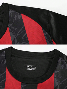 Men's <b>Red</b> Black <b>Striped</b> Soccer Jersey Crew Neck Short Sleeve Moisture Wicking Regular Fit All Seasons Sublimated Print - Product Image 4