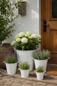 Maceta de Metal Galvanizado Blanca, Contenedor Rústico para Jardín, Perfecto para Flores, Hierbas y Suculentas, Venta al Por Mayor desde India - Product Image 4