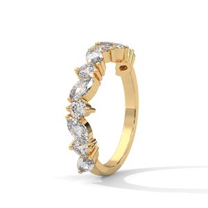 Anillo de Oro Atemporal con Diamantes Cultivados en Laboratorio, Diseño de Media Eternidad para Uso Diario Femenino - Product Image 1