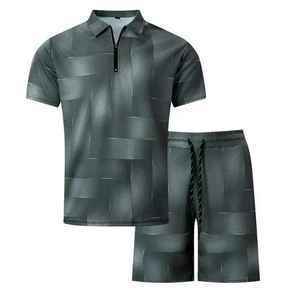 Mens Polo T Shirt and Shorts <b>Twin</b> <b>Set</b> Wholesale Breathable Two Piece Summer Casual Golf Matching Outfit <b>Set</b> Manufacturer - Product Image 3