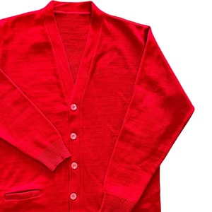 Cárdigan Rojo de Punto para Mujer, Marca D9 Sorority, Manga Larga, Cuello en V, Botones al Frente, Estilo Casual, Color Sólido, Corte Regular, Invierno, Estilo Vintage - Product Image 3