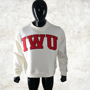Sudadera Iwu con cuello alto y lavado ácido, blanca con letras rojas, estilo urbano, jersey grueso de invierno, informal, 100% algodón, OEM - Product Image 5